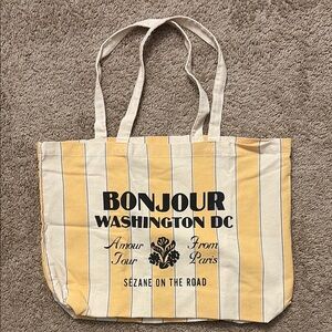 NEVER USED-Sezane Washington DC Yellow and Cream Striped Tote Bag